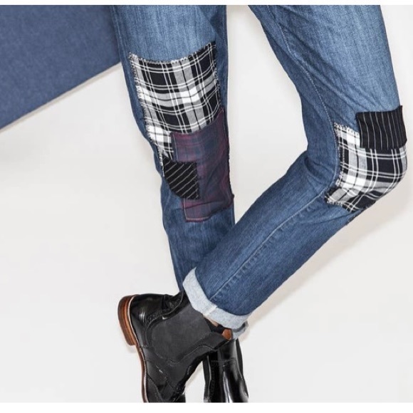 PAIGE JIMMY JIMMY PATCH PLAID BOYFRIEND JEANS SIZE 28 - Picture 3 of 13